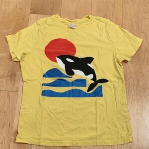Hanna Andersson Kid’s Yellow Orca Graphic Tee-Casual Short Sleeve Shirt sz 10